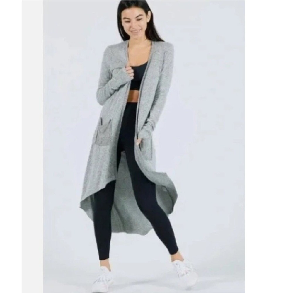 Joah Brown Soleil Gray Marled Open Front Lightweight Duster Cardigan Duster Hi-L